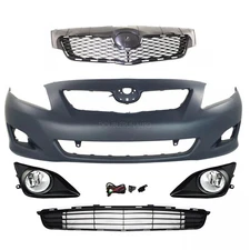 Fit For 2009-2010 Toyota Corolla Bumper Cover Upper/ Lower Grille+Fog Lights