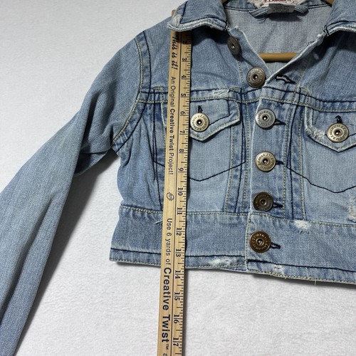 Z.Cavaricci Vintage 80’s Cropped Distressed Light Wash Denim Jacket Sz S Grunge - Picture 7 of 9