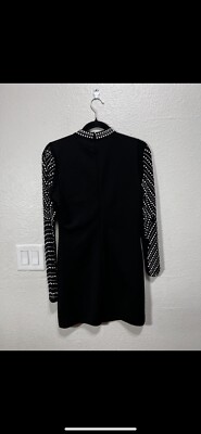 Windsor Sequin Embellished Pearl Long Sleeve Black Knit Bodycon Mini Dress  M | eBay
