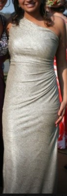 knee length dresses for ladies One Shoulder Lamé Cocktail Dress By Marchesa Notte main image 1