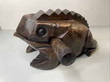 Hand Carved Wooden Toca Percussion Croaking Ribbit Frog Large With Mallet