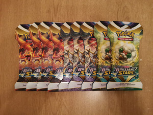 pokemon brilliant stars sleeved booster pack Trade In Pokemon Trading Card Game: Sword and Shield Brilliant Stars Sleeved 5 Booster Pack Bundle