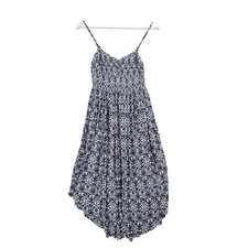 THML Womens Mediterranean Garden Cottagecore High-Low Midi Dress S Blue Floral