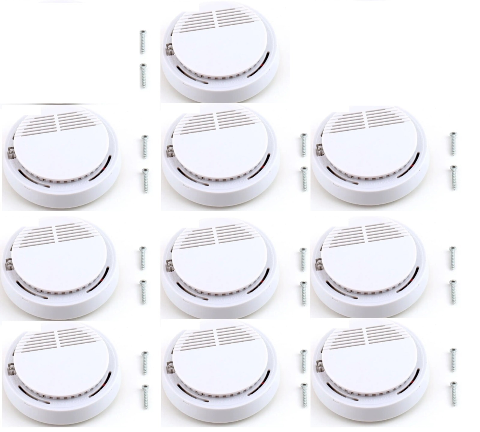 10 SMOKE DETECTORS Battery Power, Units Home Fire Alarm Safety Sensor w/ battery