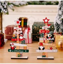 Desktop Christmas Tree Santa Claus DIY Decoration Wooden Christmas Signs Plaque
