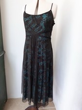Y2K 90s Monsoon Whimsigoth Mesh Dress 16-18 Fairycore Brown Turquoise Repair