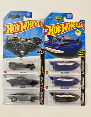 Hot Wheels Batman Lot of 6 1:64 Diecast W/Cases