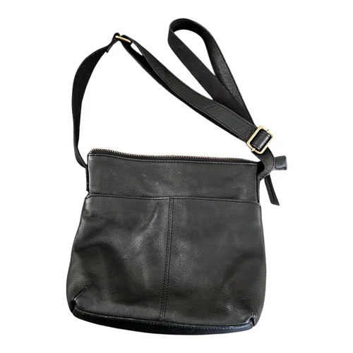Fat Face Womens Black Genuine Leather Crossbody Bag Purse Classic - Picture 1 of 13