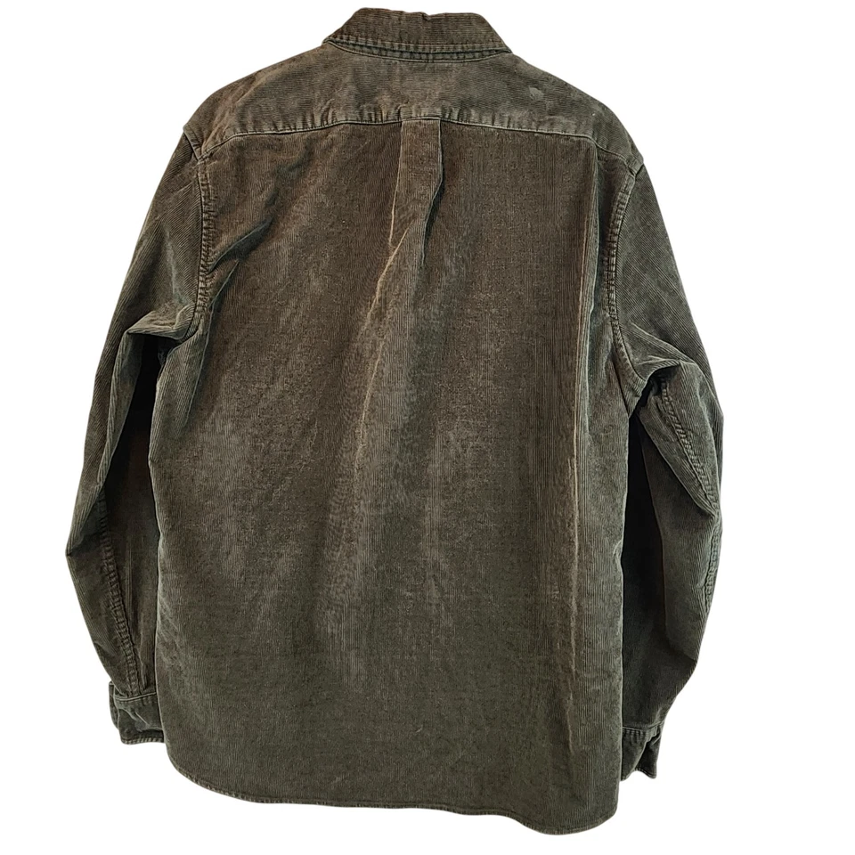 J Crew Camisa Chaqueta Mujer LG Verde Pana Cazadora Abotonada Clásica Otoño Foto 2 de 4