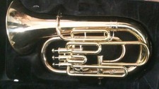 EUPHONIUM 4 VALVE OF PURE BRASS IN SILVER CHROME POLISH CASE BOX FREE SHIPPING