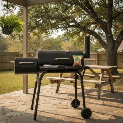 Holzkohlegrill Outdoor Wagen mit Thermometer, Zweizonen, 3200 cm²
