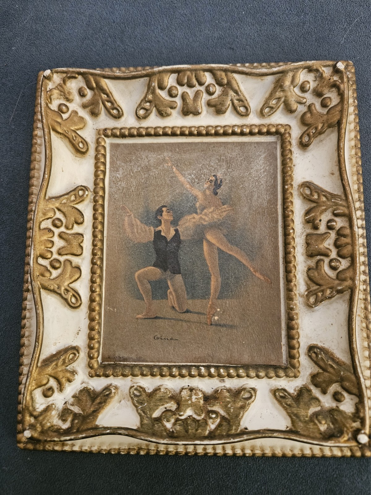 MC Vintage Gina Winde Ballet  Couple Print In Original Plastic Frame , 1960s USA