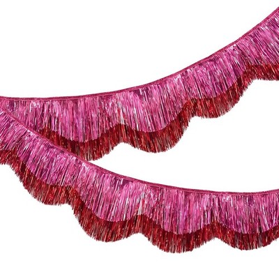 1PCS Scalloped Fringe Tinsel Garland 6.6FT Layered Banner for Parade Float We...