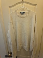 VTG Polo Ralph Lauren Sweater Mens 2XL Cream Cotton Crewneck READ