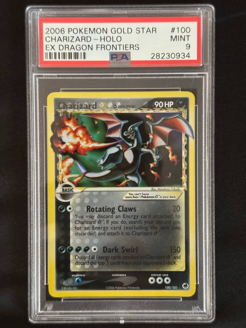 2006 POKEMON EX DRAGON FRONTIERS #100 CHARIZARD-HOLO GOLD STAR PSA MINT ...