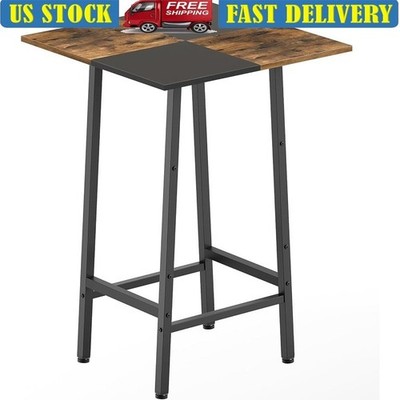 Square Bar Table Compact Design Adjustable Footrests Easy Assembly Modern Style