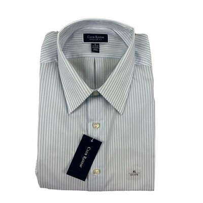 Club Room Mens Regular Fit Striped Dress Shirt Light Blue XL 17-17.5