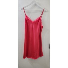 Victoria's Secret Pink Lace Trim Satin Slip Dress Nightgown Chemise Medium NWT
