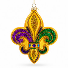 Mardi Gras Fleur-de-Lis Glass Ornament