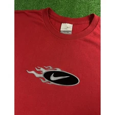 Vintage Y2K Nike Flame 3D 3M Travis Scott Big Center Swoosh XXL Shirt USA