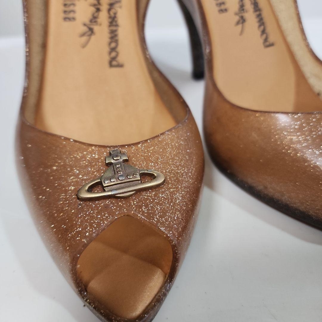 Vivienne Westwood Melissa Gold Rubber Pumps Sandals Heels 24～24.5