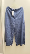 Khaadi Women's Wide-Leg Pants Blue Cotton Solid Elastic Waist Regular