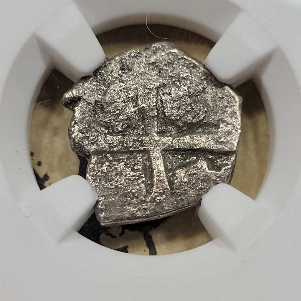 1715 FLEET Mexico Silver 1 Real NGC Certified CABIN WRECK w/ COA *K739 - Image 3 of 4