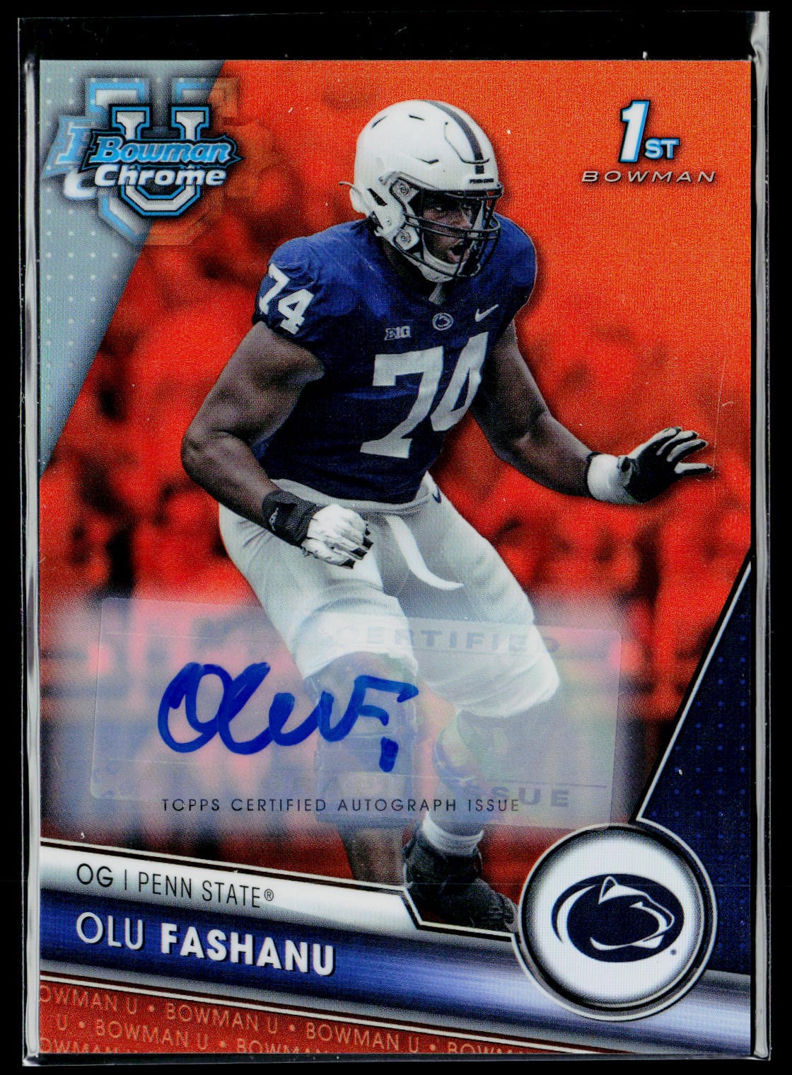 2023 Bowman U Chrome #122 Olu Fashanu Chrome Prospect Autographs Orange /25