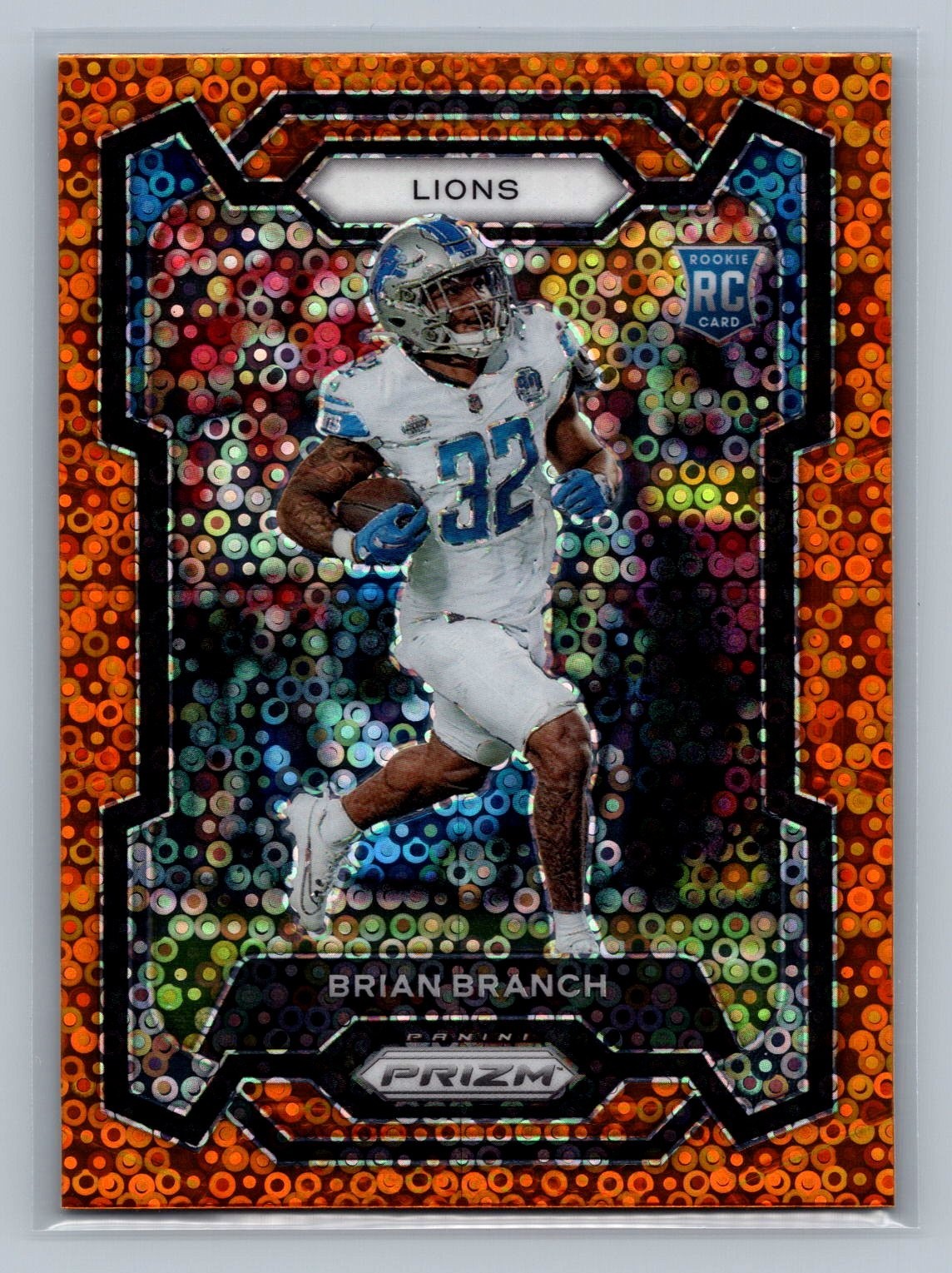 BRIAN BRANCH 2023 Panini Prizm Football ORANGE DISCO Prizm RC #328 Lions