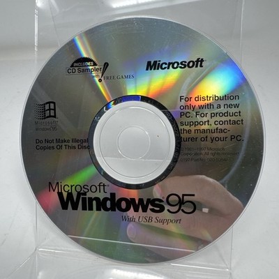       USED Vintage Microsoft Windows 95 With USB Support Disc Only