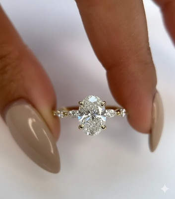 Diamantring 1,80 ct IGI-zertifiziert im Labor gezüchtet E F VVS2 Ovalschliff ...