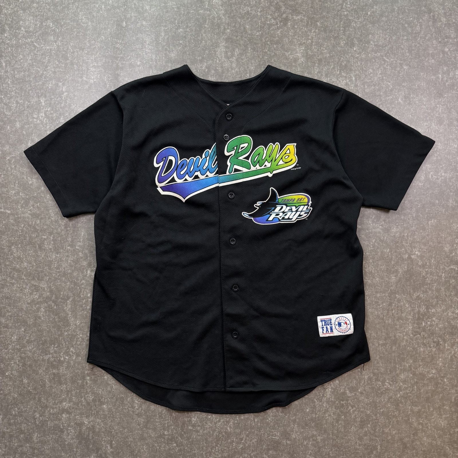 Vintage Tampa Bay Devil Rays Fred McGriff #29 True Fan Baseball Jersey Black XL