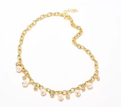 Honora x Diamonique Goldclad Sterling Silver Oval Rolo Charm Necklace