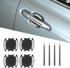 8PCS Car Door Handle Protector Reflective Sticker, 3D Carbon Fiber -White