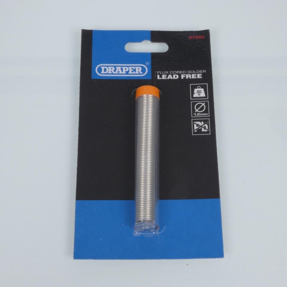 Fil d étain Ø1.2mm Draper avec flux intégré en tube de 20g pour réparation moto