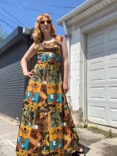 MIRO PHOTO PRINT Vintage 1970s Surrealist Art Print Maxi Dress