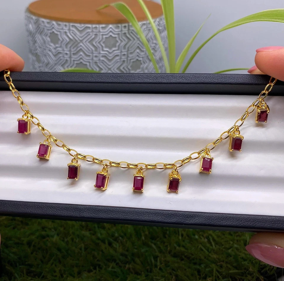 Bracelet with Natural Ruby gemstone, sterling silver 925, 6-8Inches - Image 2 of 4