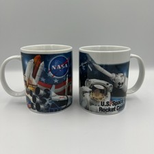 Vintage Set Of 2 Nasa Us Space And Rocket Center Coffee Mugs Mint Condition  