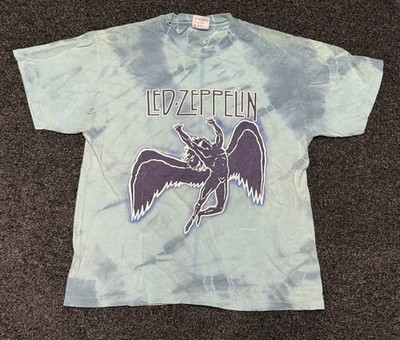 Led Zeppelin Psychedelic Band Tie Dye Single Stitch L T-Shirt USA VTG 80s 1984