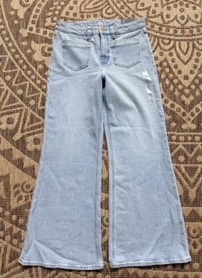 NEW American Eagle Jeans High Rise Baggy Flare Light Wash Stretch Sz 10 Women s