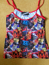 WAXX STRAPPY VEST TOP Polyester French Design Adj. Straps BNWT Size L - Route 66