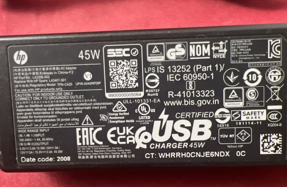 Caricatore Portatile HP Originale USB-C Da 45 W Per 15 EUR Di Seconda - Foto 10