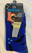 Different Touch Mens Premium Crew Socks Halloween Happy Hour Bats NEW Crazy Fun