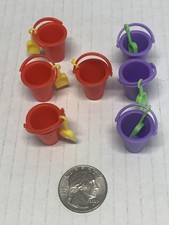 WORLDS SMALLEST MICRO TOY BOX SERIES 1,BUCKET W/SHOVEL X7. 4 RED 3 PURPLE NICE