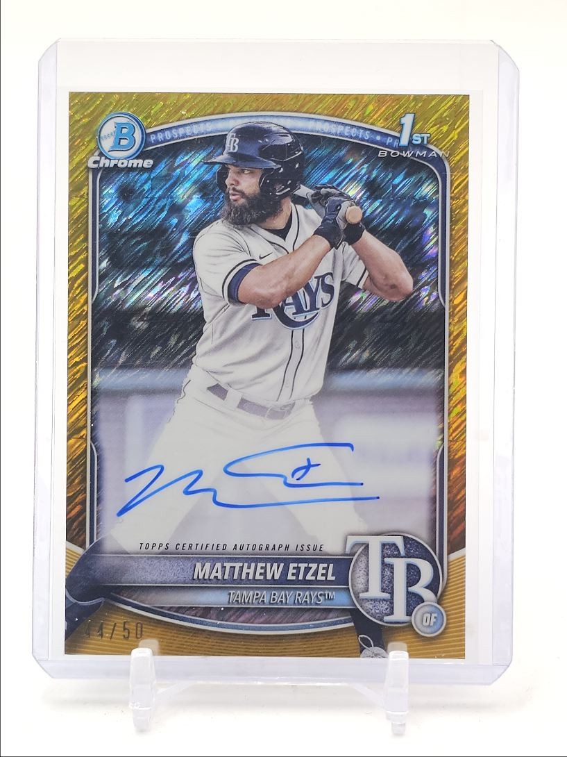 MATTHEW ETZEL 2025 BOWMAN CHROME 1ST AUTOGRAPH GOLD SHIMMER AUTO /50 Q3917