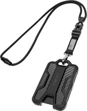 Badge Holder with Heavy Duty Breakaway Lanyard, Carbon Fiber-Texture, Durable ID