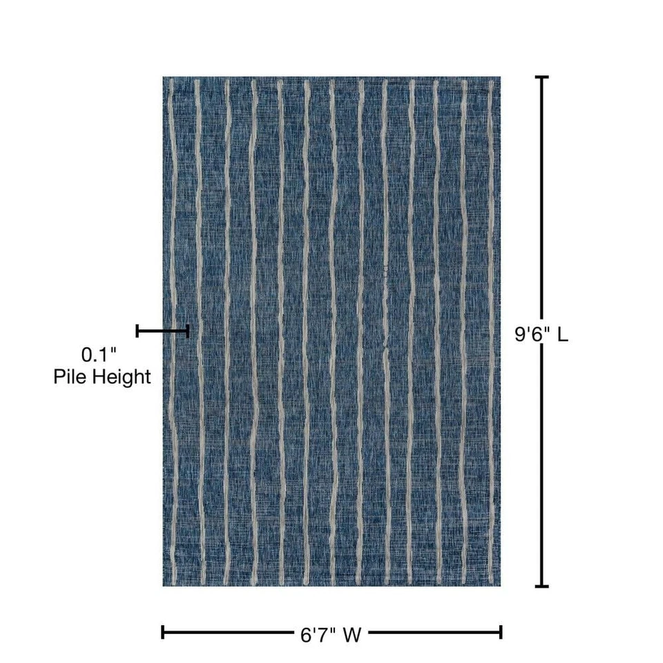 Momeni Sicilia azul 6 pies 7 pulgadas X 9 pies 6 pulgadas Alfombra de interior/exterior Foto 3 de 4