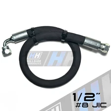 1/2” Hydraulic Hose Assembly – #8 JIC Female Fittings (90/Straight) 4,000PSI