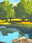 White Rowboat Lake Painting 9x12 Original Landscape Acrylic Wall Art R Stevens — photo 10