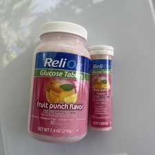 ReliOn Tropical Fruit Glucose Tablets 50 Chewable 7.4 oz Diabetics .Exp:04/2026